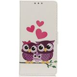 Samsung Galaxy A80 Lederen Portemonnee Hoesje met Uil Print