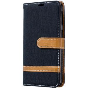 Samsung Galaxy A40 Jeans Portemonnee Hoesje Zwart