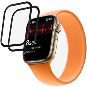 Apple Watch 7 / 8 / 9 45MM Screenprotector - 3D Folie - Zwart (2-Pack)