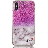 Apple iPhone XS TPU Hoesje met Marmer Opdruk Roze