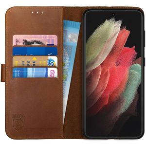 Rosso Deluxe Samsung Galaxy S21 Ultra Hoesje Wallet Case Leer Bruin