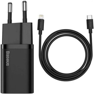 Baseus Snellader 20W PD  USB-C naar Apple Lightning Kabel 1M Zwart