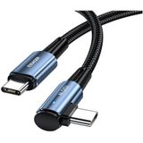 Essager 90° 100W USB-C Snellaad Kabel met Haakse Hoek 5A 2M Blauw