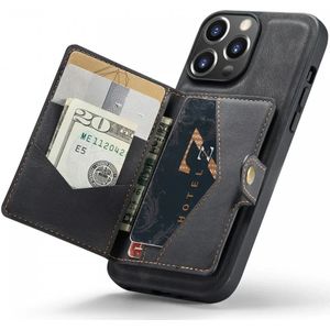 CaseMe JH-01 iPhone 15 Pro Max Hoesje Magnetische Kaarthouder Zwart
