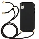 Apple iPhone XR Hoesje Back Cover Flexibel TPU met Koord Zwart