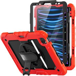 Apple iPad Mini 7 / 6 Hoes met Screen Protector en Handriem Rood