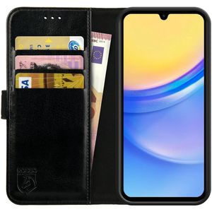 Rosso Element Samsung Galaxy A15 Hoesje Book Case Wallet Zwart