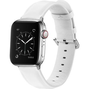 Apple Watch Bandje - 1-9/SE/Ultra 41MM/40MM/38MM - Leer met Gespsluiting - Wit