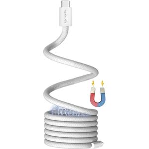 4smarts USB-C naar USB-C Magnetische Oplaadkabel 100W RollUp 1.5M Wit