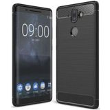 Nokia 8 Sirocco Geborsteld TPU Hoesje Zwart