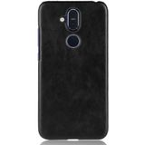 Nokia 8.1 Hoesje met Kunstleer Coating Zwart