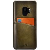 Senza Desire Leren Back Cover met Kaartsleuf Samsung Galaxy S9 Groen