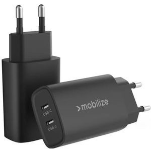 Mobilize 45W Power Delivery / PPS Charge 2-Poorts USB-C Adapter Zwart