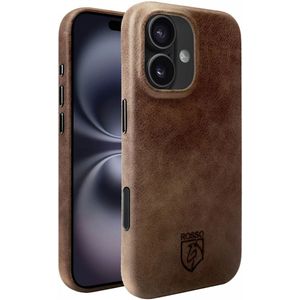 Rosso Elite iPhone 16 Hoesje Leer Back Cover MagSafe Bruin