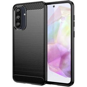 Samsung Galaxy A36 Hoesje Geborsteld TPU Flexibele Back Cover Zwart