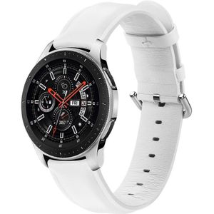 Universeel Smartwatch 20MM Bandje - Echt Leer - met RVS Gespsluiting - Wit