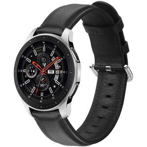 Universeel Smartwatch 20MM Bandje Echt Leer met RVS Gespsluiting Zwart