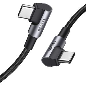 UGREEN 90° Dubbel Haakse USB-C naar USB-C Kabel 60W PD 1 Meter Zwart