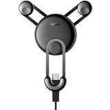 Baseus USB-C 360º Ventilatierooster Autohouder Zwart