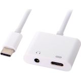 Witte Universele USB-C naar USB-C Audio Jack Adapter
