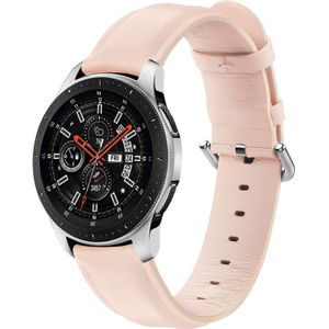 Universeel Smartwatch 20MM Bandje - Echt Leer - met RVS Gespsluiting - Roze