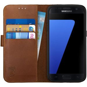 Rosso Deluxe Samsung Galaxy S7 Hoesje Echt Leer Book Case Bruin