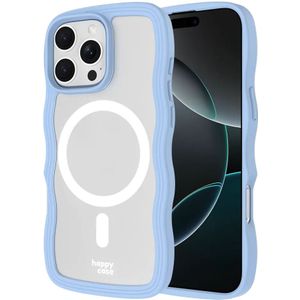 HappyCase Wavy Apple iPhone 16 Pro Hoesje MagSafe Back Cover Blauw