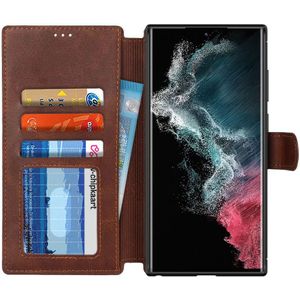 Samsung Galaxy S22 Ultra Hoesje RFID Portemonnee Book Case Bruin