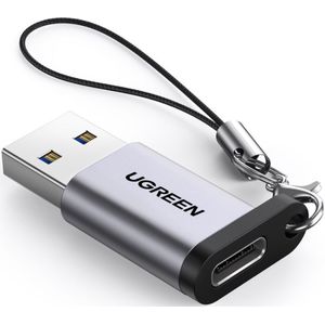 UGREEN 3A Fast Charge USB-A 3.0 naar USB-C Female Adapter 5Gbps Grijs