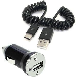 USB-C Autolader  USB-C Krulsnoer Zwart 5W