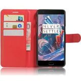 OnePlus 3T / 3 hoesje met kaarthouder rood