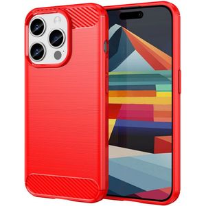 iPhone 15 Pro Max Hoesje Geborsteld TPU Flexibele Back Cover Rood