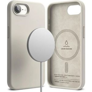 Ringke Silicone Magnetic iPhone 16e Hoesje MagSafe Back Cover Beige