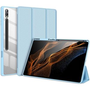 Dux Ducis Toby Samsung Tab S9 Ultra Hoes Tri-Fold Book Case Blauw