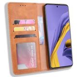 Samsung Galaxy A51 Book Case Kunst Leer Hoesje Retro Wallet Bruin