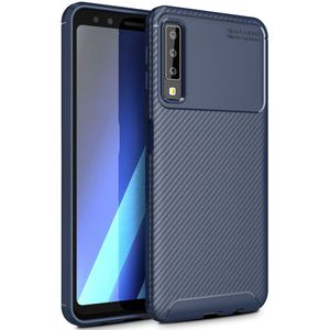 Samsung Galaxy A7 2018 Siliconen Carbon Hoesje Blauw