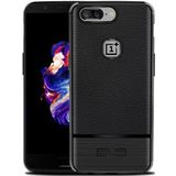 OnePlus 5 Hoesje TPU Met Leren Textuur Zwart