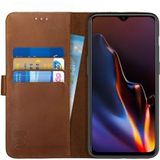 Rosso Deluxe OnePlus 6T Hoesje Echt Leer Book Case Bruin