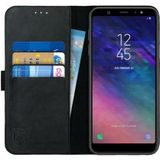 Rosso Deluxe Samsung Galaxy A6 Plus Hoesje Echt Leer Book Case Zwart