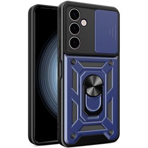 Samsung Galaxy A24 Hoesje Camera Slider en Kickstand Vinger Ring Blauw