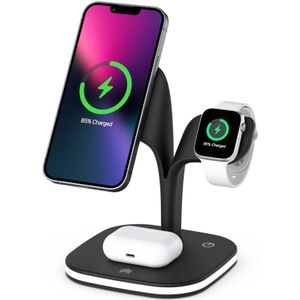 4 -in-1 Station 15W Draadloze Oplader Apple iPhone/AirPods/Watch Zwart