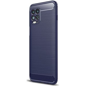 Motorola Moto G100 Hoesje Geborsteld TPU Flexibele Back Cover Blauw