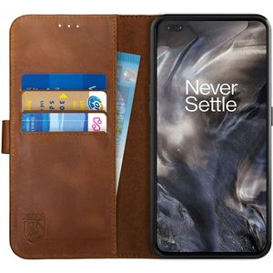 Rosso Deluxe OnePlus Nord Hoesje Echt Leer Book Case Bruin