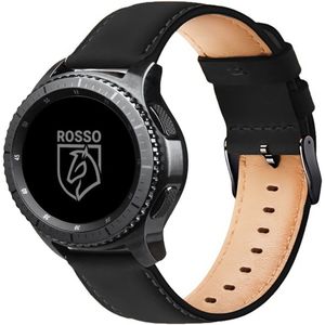 Rosso Deluxe Universeel Smartwatch/Horloge Bandje 20MM Echt Leer Zwart