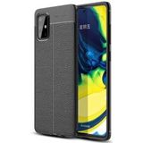 Samsung Galaxy A71 Hoesje TPU Leer Design Zwart