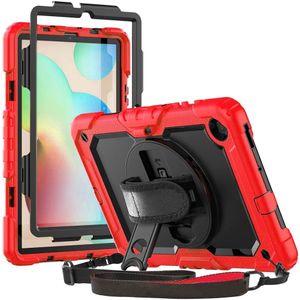 Samsung - Galaxy Tab S6 Lite - Hoes - Rood - Met Screen Protector en Handriem