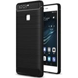 Huawei P9 Geborsteld TPU Hoesje Zwart