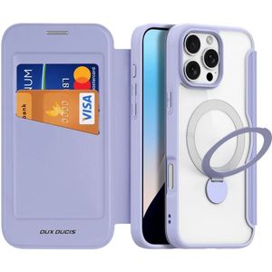 Dux Ducis iPhone 16 Pro Max Hoesje MagSafe RFID Book Case 360° Stand Paars