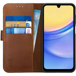 Rosso Deluxe Samsung Galaxy A16 Hoesje Echt Leer Book Case Bruin