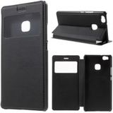 Huawei P9 Lite Window View Flip Case Zwart